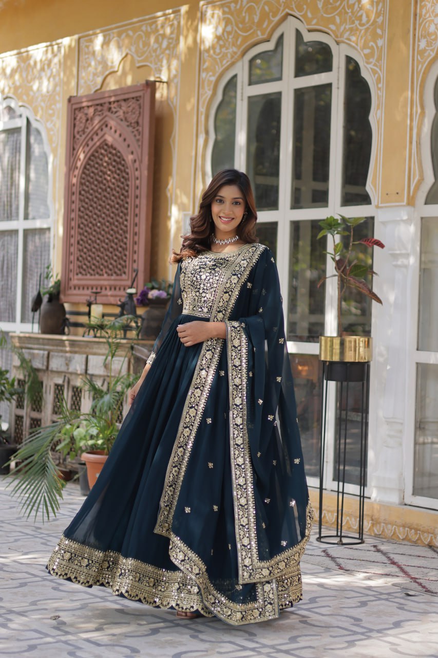 Women's Luxurious Plum Velvet Anarkali Gown with Heavy Gold Zari & Sequin Embroidery β Perfect for Weddings & Grand Festivities - Image 13